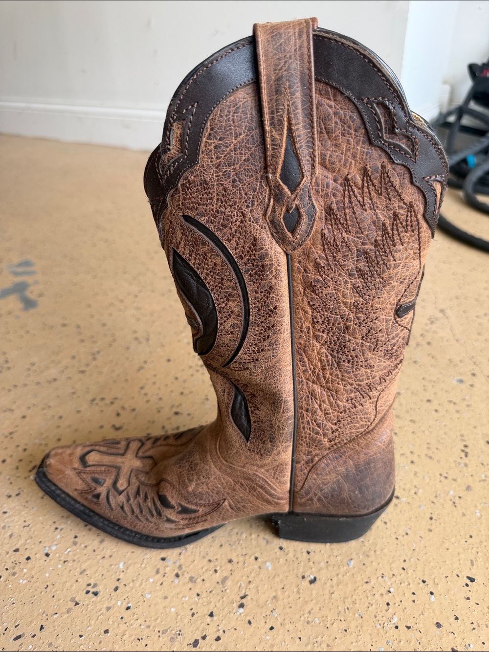 J.B. Dillon Brown Leather Western Heeled Cowboy Boots - Picture 7 of 9